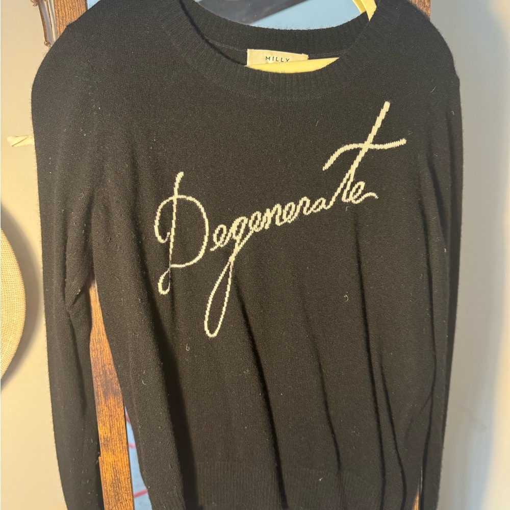 Milly Black Sweater with White Script